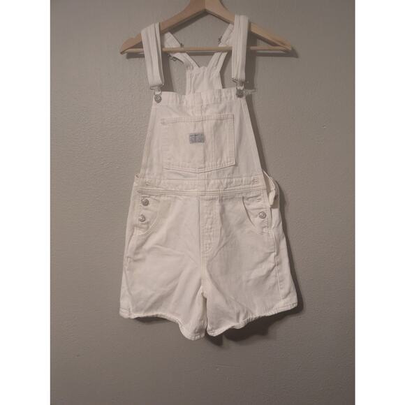 Levi's Denim - Levi's Womens Shortalls Size XS White Denim Square Neck Pockets Farm Girl